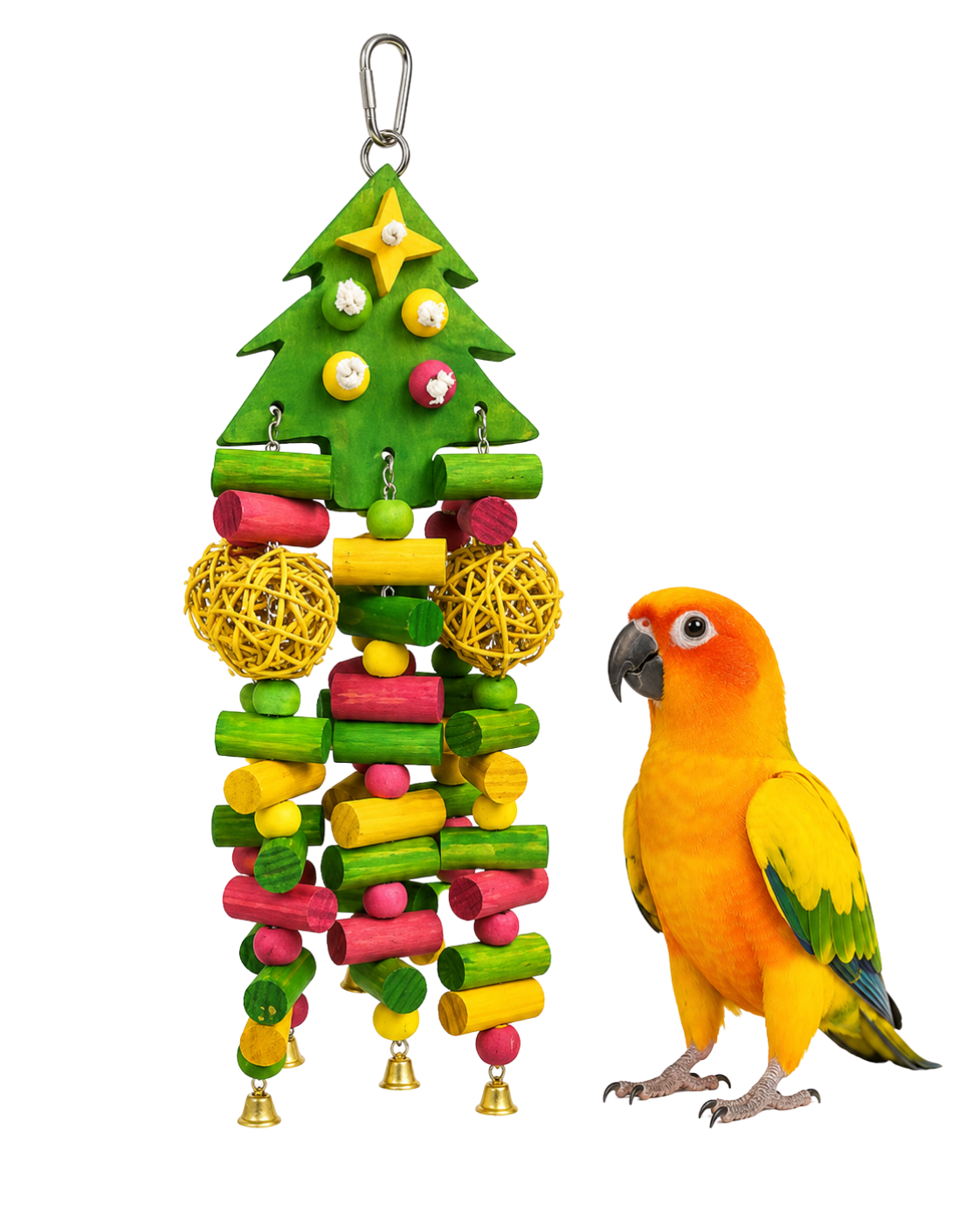 Pinewood & Rattan Ball Bird Toy-CT25