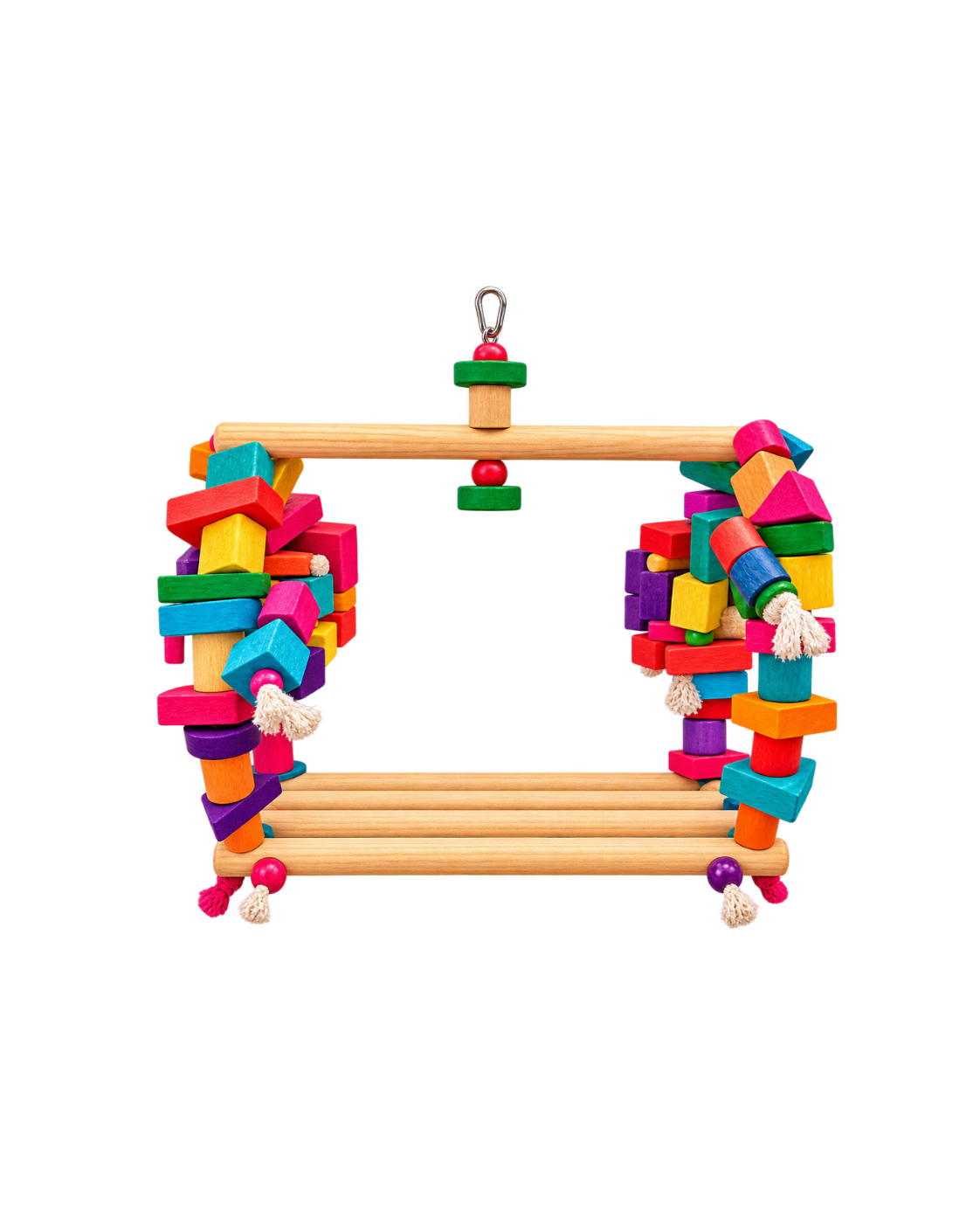 Pine Wood Bird Swing with Colourful Chew Blocks – WS13 - Image 2