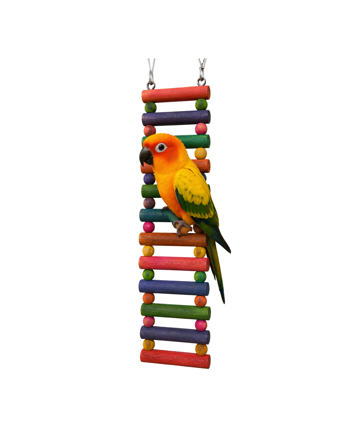 2.5 Ft Pine Wood Bird Ladder with Wooden Beads & Stainless Steel Wire – WL15