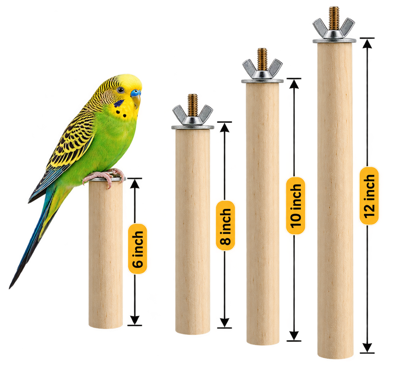 Smooth Wooden Bird Perch with Cage Mount- WP14 - Image 3
