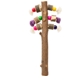 Natural Wood Bird Activity Perch with Colorful Chew Toys